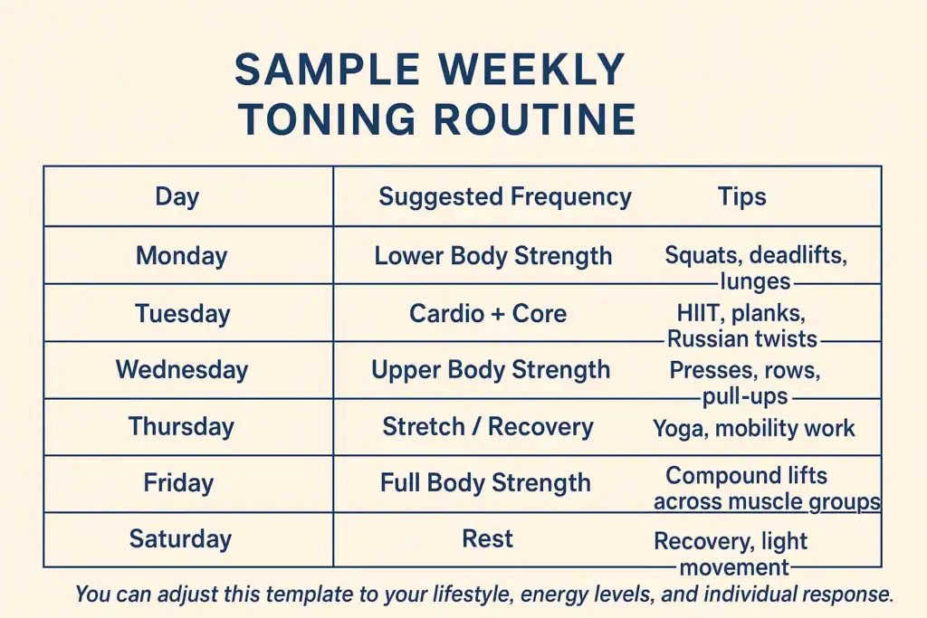 Achieving the Perfect Tone: How Often Should You Exercise for Results? 4 Weekly exercise Leicestershire plan graphic