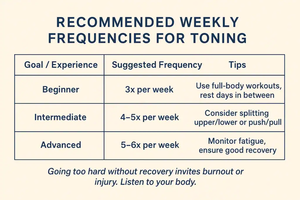 Achieving the Perfect Tone: How Often Should You Exercise for Results? 2 Graphic to show how often you should do exercise to help with toning Leicestershire