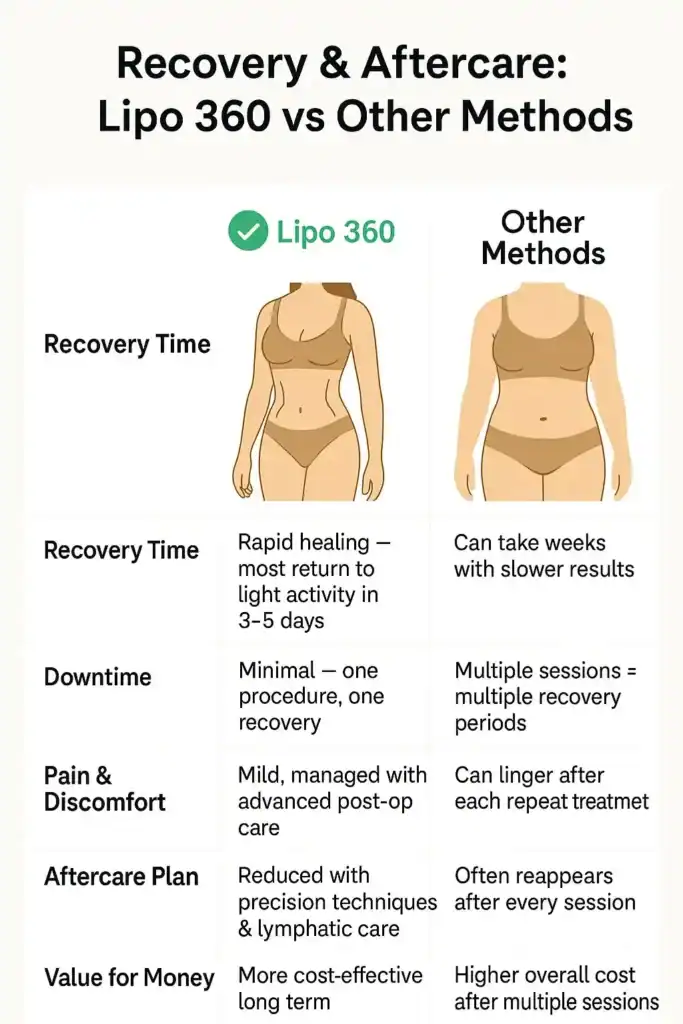Recovery and Aftercare for Fat-Dissolving Surgery 2 Table to show fat dissolving injection aftercare Leicestershire
