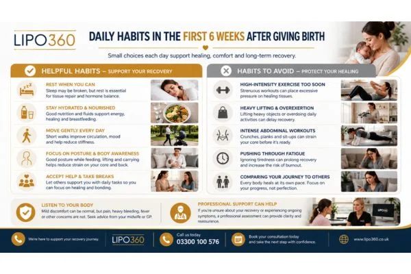 What to Do (and Avoid) in the First 6 Weeks After Giving Birth To Avoid Diastasis Recti 3 First 6 Weeks After Giving Birth To Avoid Diastasis Recti Leicestershire : Daily Habits in the First 6 Weeks After Giving Birth